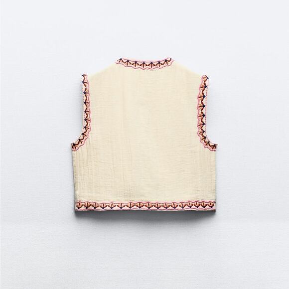 Zara Floral Embroidered Vest Size Large - Picture 12 of 15